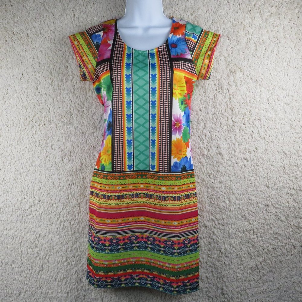 5th & Love* Women's Short Sleeve Ballet‎ Neck Pullover Floral Midi Dress~ Medium
